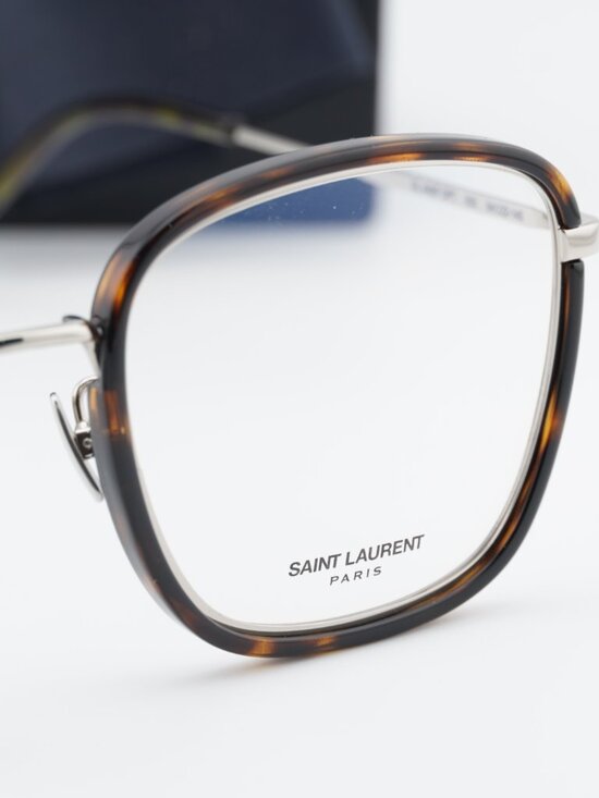 Saint Laurent SL440/F OPT 002 Square Eyeglasses – Havana/Silver 54mm